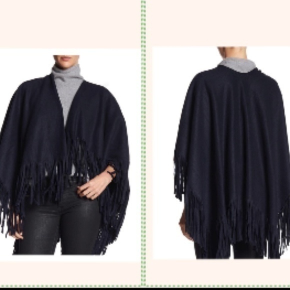 La Fiorentina Brushed Fringe Hem WRAP PONCHO (D09)